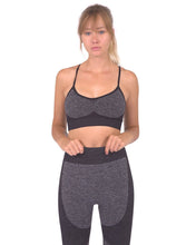 Load image into Gallery viewer, Megara Seamless Sports Bra With Striped Band - Black Savoy Active