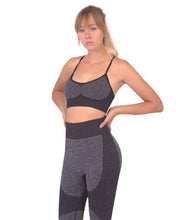 Load image into Gallery viewer, Megara Seamless Sports Bra With Striped Band - Black Savoy Active