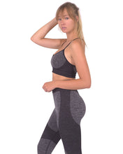 Load image into Gallery viewer, Megara Seamless Sports Bra With Striped Band - Black Savoy Active