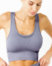 Load image into Gallery viewer, Mesh Seamless Bra With Cutouts - Grey Purple Savoy Active