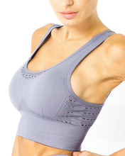 Load image into Gallery viewer, Mesh Seamless Bra With Cutouts - Grey Purple Savoy Active