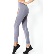 Load image into Gallery viewer, Mesh Seamless Legging With Ribbing Detail - Grey Purple Savoy Active