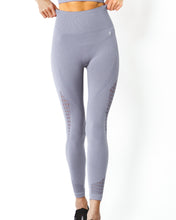 Load image into Gallery viewer, Mesh Seamless Legging With Ribbing Detail - Grey Purple Savoy Active