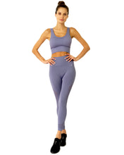 Load image into Gallery viewer, Mesh Seamless Legging With Ribbing Detail - Grey Purple Savoy Active