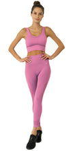 Load image into Gallery viewer, Mesh Seamless Legging With Ribbing Detail - Pink Savoy Active