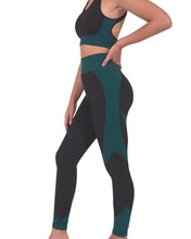 Load image into Gallery viewer, Trois Seamless Legging - Black With Blue Savoy Active
