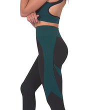 Load image into Gallery viewer, Trois Seamless Legging - Black With Blue Savoy Active
