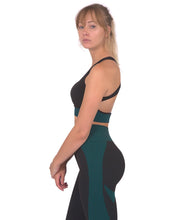 Load image into Gallery viewer, Trois Seamless Sports Bra - Black With Blue Savoy Active