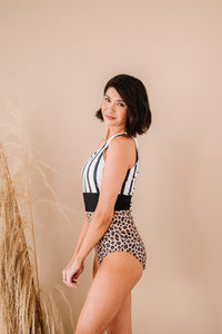 Smile in the Sunshine Leopard & Stripes One-Piece Living Free Beauty