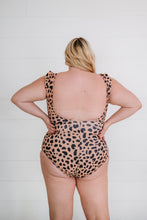 Load image into Gallery viewer, Hear Me Roar Leopard Ruffle Sleeve Swimsuit Living Free Beauty