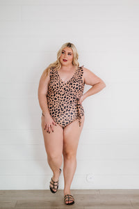 Hear Me Roar Leopard Ruffle Sleeve Swimsuit Living Free Beauty