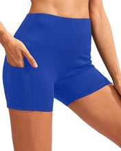Load image into Gallery viewer, Calcao High Waist Yoga Shorts With Pocket - Blue Savoy Active