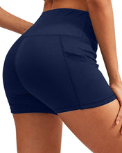 Load image into Gallery viewer, Calcao High Waist Yoga Shorts With Pocket - Navy Savoy Active