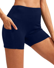 Load image into Gallery viewer, Calcao High Waist Yoga Shorts With Pocket - Navy Savoy Active