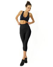 Load image into Gallery viewer, High Waisted  Capri - Black Savoy Active