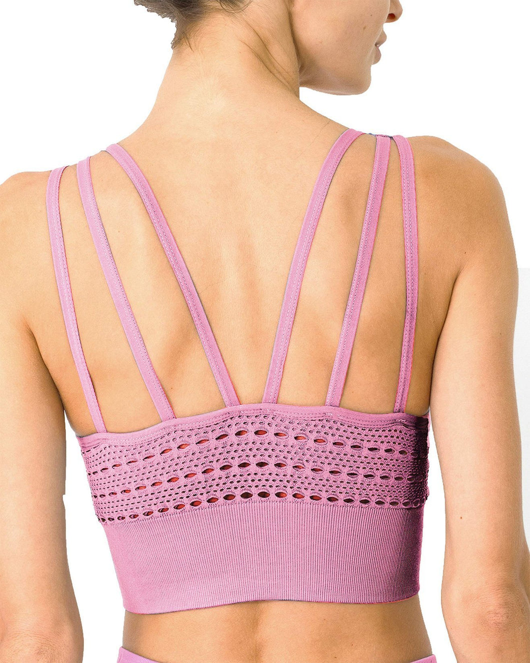 Mesh Seamless Bra With Cutouts - Pink Savoy Active