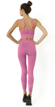 Load image into Gallery viewer, Mesh Seamless Legging With Ribbing Detail - Pink Savoy Active