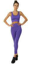 Load image into Gallery viewer, Mesh Seamless Legging With Ribbing Detail - Purple Savoy Active