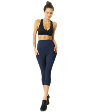 Load image into Gallery viewer, Navy Blue High Waisted Yoga Capri Leggings Savoy Active