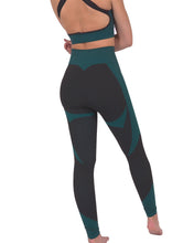 Load image into Gallery viewer, Trois Seamless Legging - Black With Blue Savoy Active