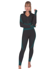Load image into Gallery viewer, Trois Seamless Legging - Black With Blue Savoy Active